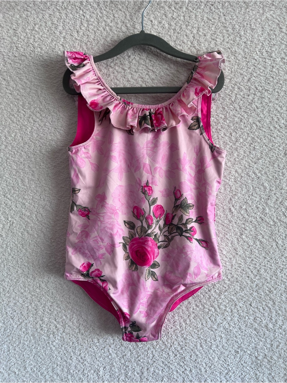 LoveShackFancy One Piece Kids Junip‎ Pink Ivy Ruffle Bathing Swim Suit Size 12